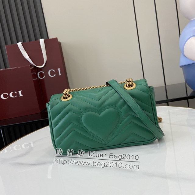 Gucci專櫃古馳最新款Marmont系列絎縫迷你手袋原廠皮鏈條女士挎包 jh2202型號：446744
